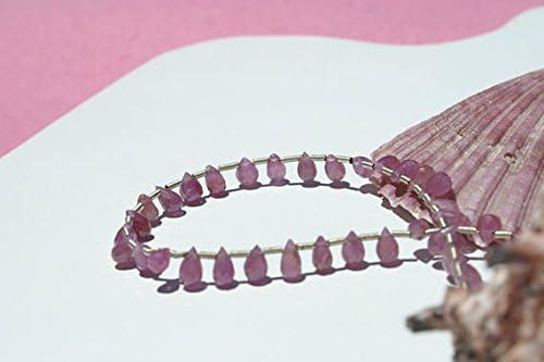 Natural Pink Sapphire Faceted Drop Beads 8 In. Full Strand 5mm x 3mm To 4mm x 2mm