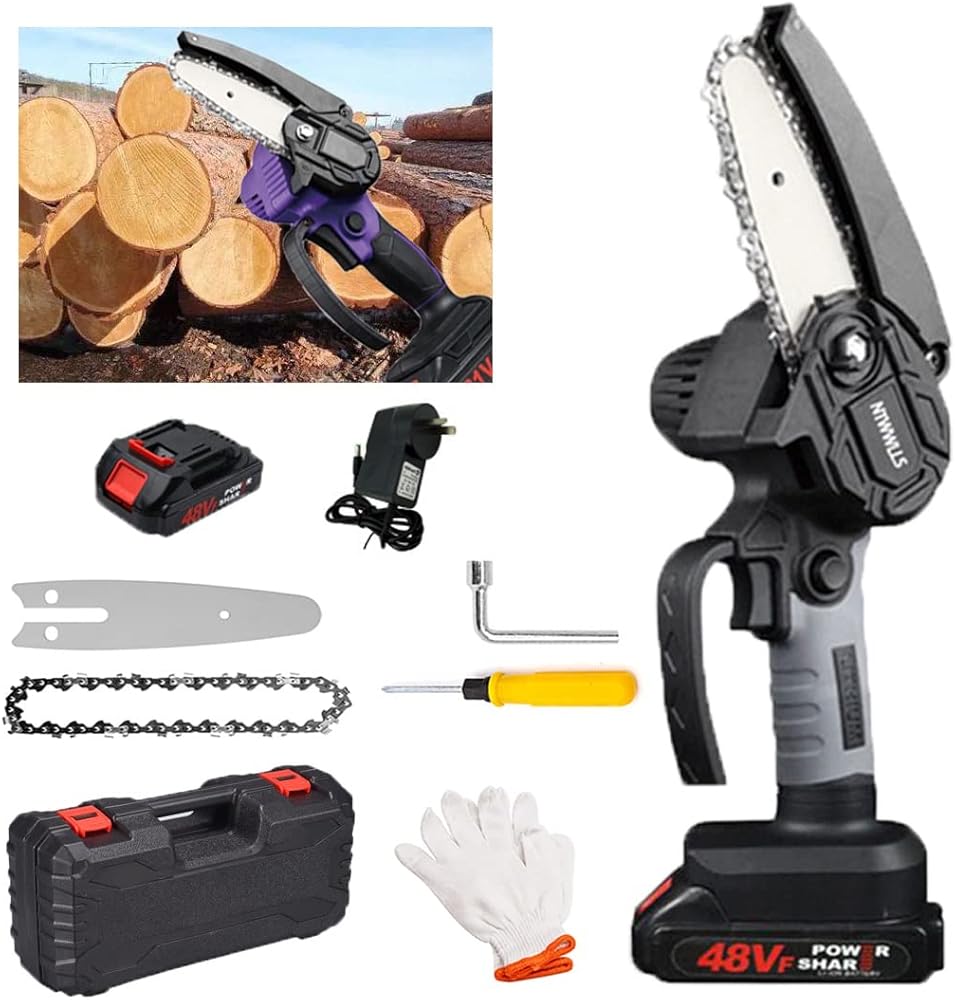Mini Chainsaw,Handheld Chainsaw,Mini Saw Cordless,4 Inch Cordless Battery Powered Chain Saw,Lightweight Handheld Chainsaw, Handheld Small Chainsaw for Wood Cutting Tree Trimming