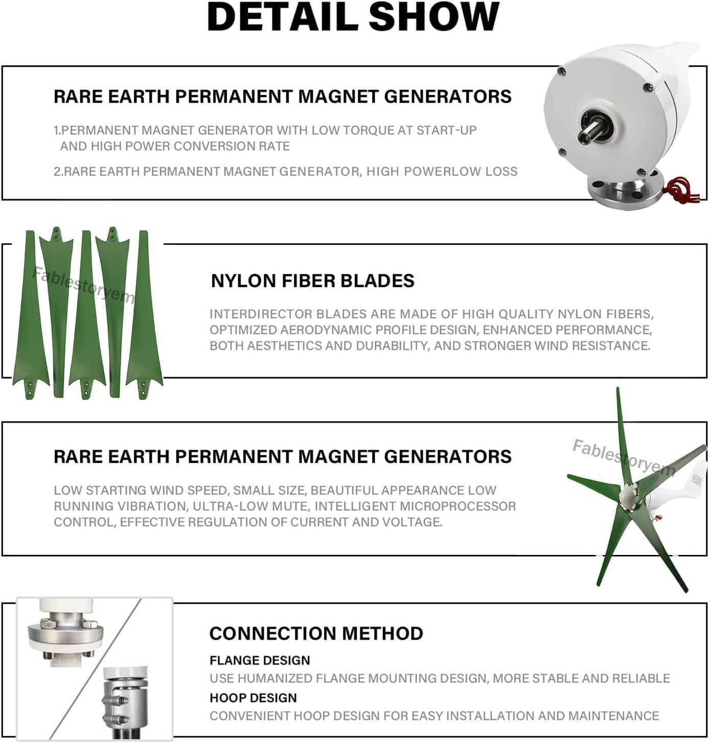 Wind Turbine Generator Kit 12000W 12V/24V/48V with 5 Blade & Charge Controller, Windmill Generator, 3 Phase AC Permanent Magnet Generator, Wind Power Generator for Marine, RV, Home,Green12V