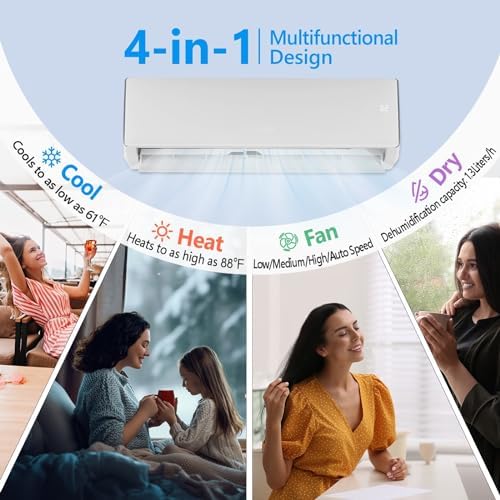 Bonnlo 17000BTU Wifi Enabled Mini Split Air Conditioner & Heater, 17 SEER2 230V Inverter Ductless Wall AC Unit with Pre-Charged Condenser, Heat Pump & Installation Kit