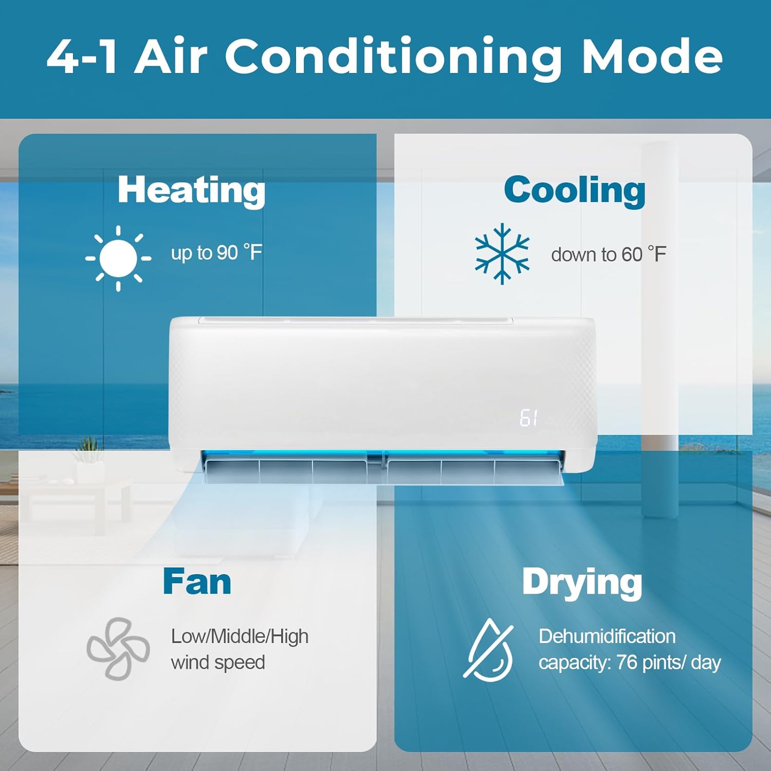 DORTALA 24000 BTU Mini Split Air Conditioner & Heater, 21 SEER2 208-230V Pre-Charged Inverter Heat Pump System, Wall Mounted Ductless AC Unit with Energy Star, Remote, Compatible with Alexa