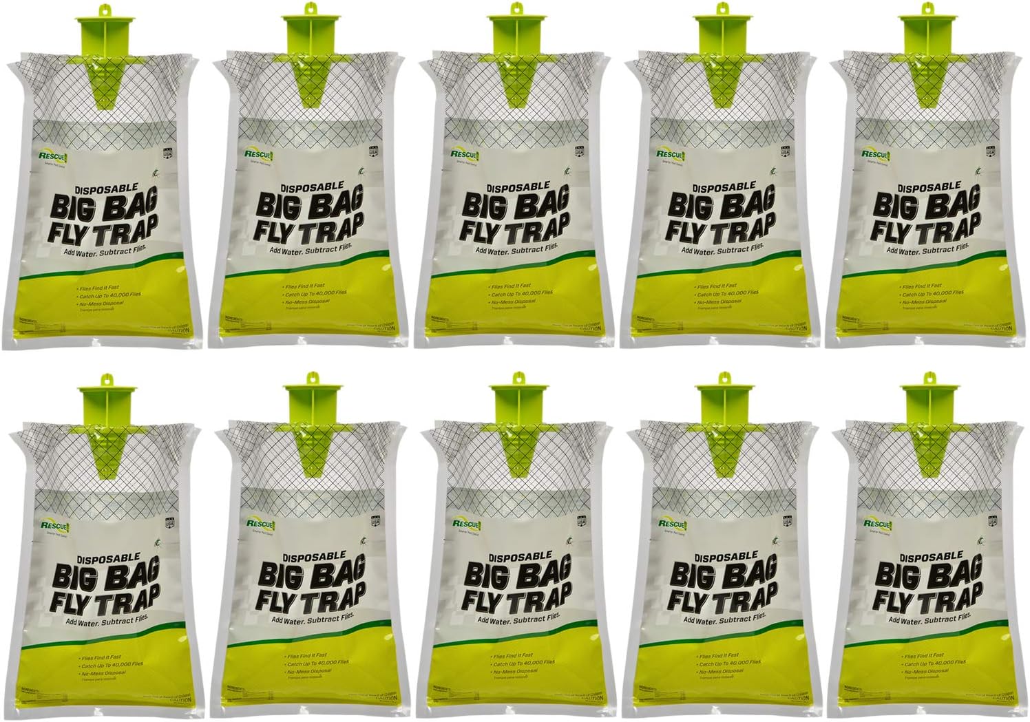 RESCUE! Big Bag Fly Trap – Disposable, Outdoor Use - 10 Traps