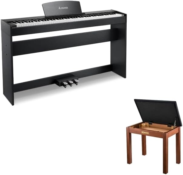 Donner DDP-50 Weighted Digital Piano+Donner Piano Bench with Storage