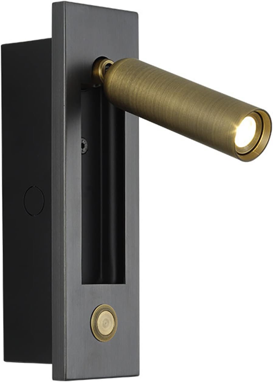 Wall Mounted Reading Lamp, Bedside Reading Lamp with Switch, LED Recessed Wall Sconce, Adjustable Headboard Spot Lighting Fixture Night Lamps for Bedroom Hotel Bed