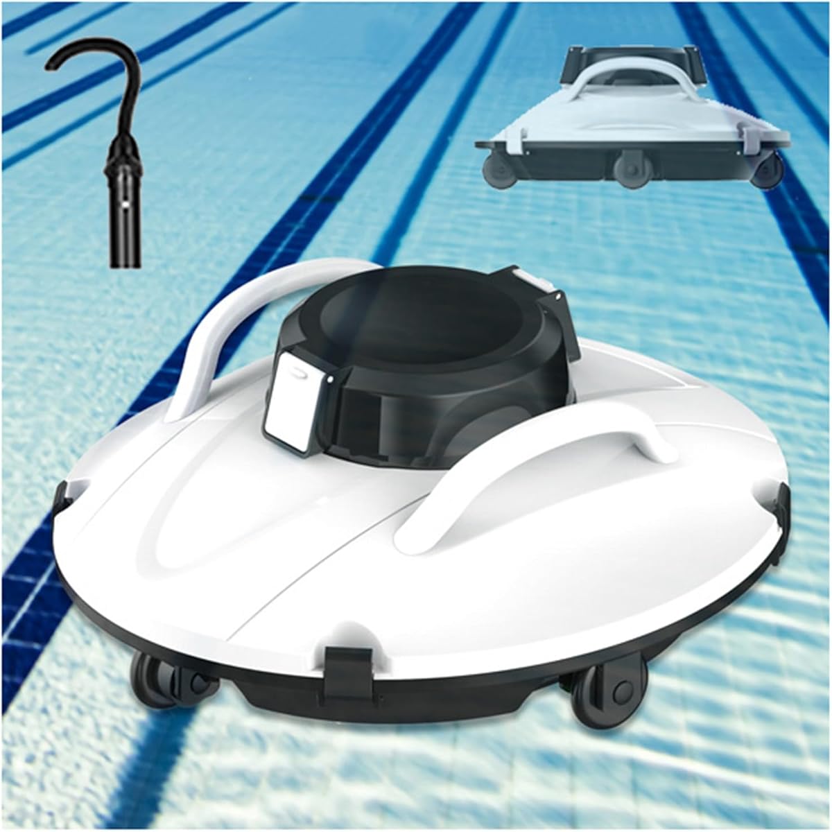 Automatic Pool Cleaner, Lightweight Cordless Robotic Pool Cleaner with Dual Drive Motors and Self Parking for Above Ground In Ground Flat Pools