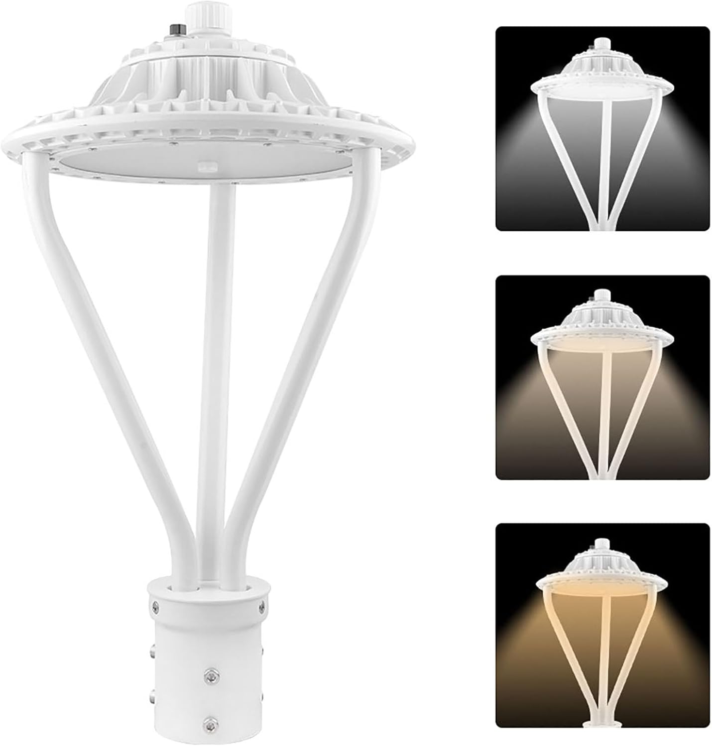 LED Post Top Light 30/50/75W Adjustable 9750 LM 3000/4000/5000K LED Circular Area Light Outdoor Pole Lights with Photocell, IP67 Parking Lot Lights Fixture Commercial Lighting, 100-277V ETL&DLC Listed