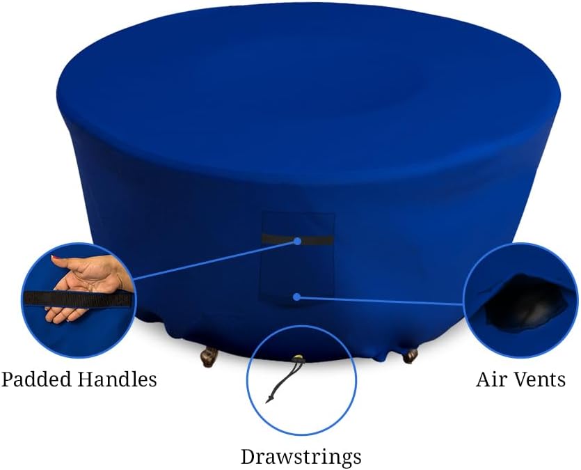 Covers & all Outdoor Round Fire Pit Cover, Heavy Duty 18 Oz Waterproof UV & Weather Resistant for Patio Lawn Garden Backyard Outside, Air Vents & Drawstrings (80
