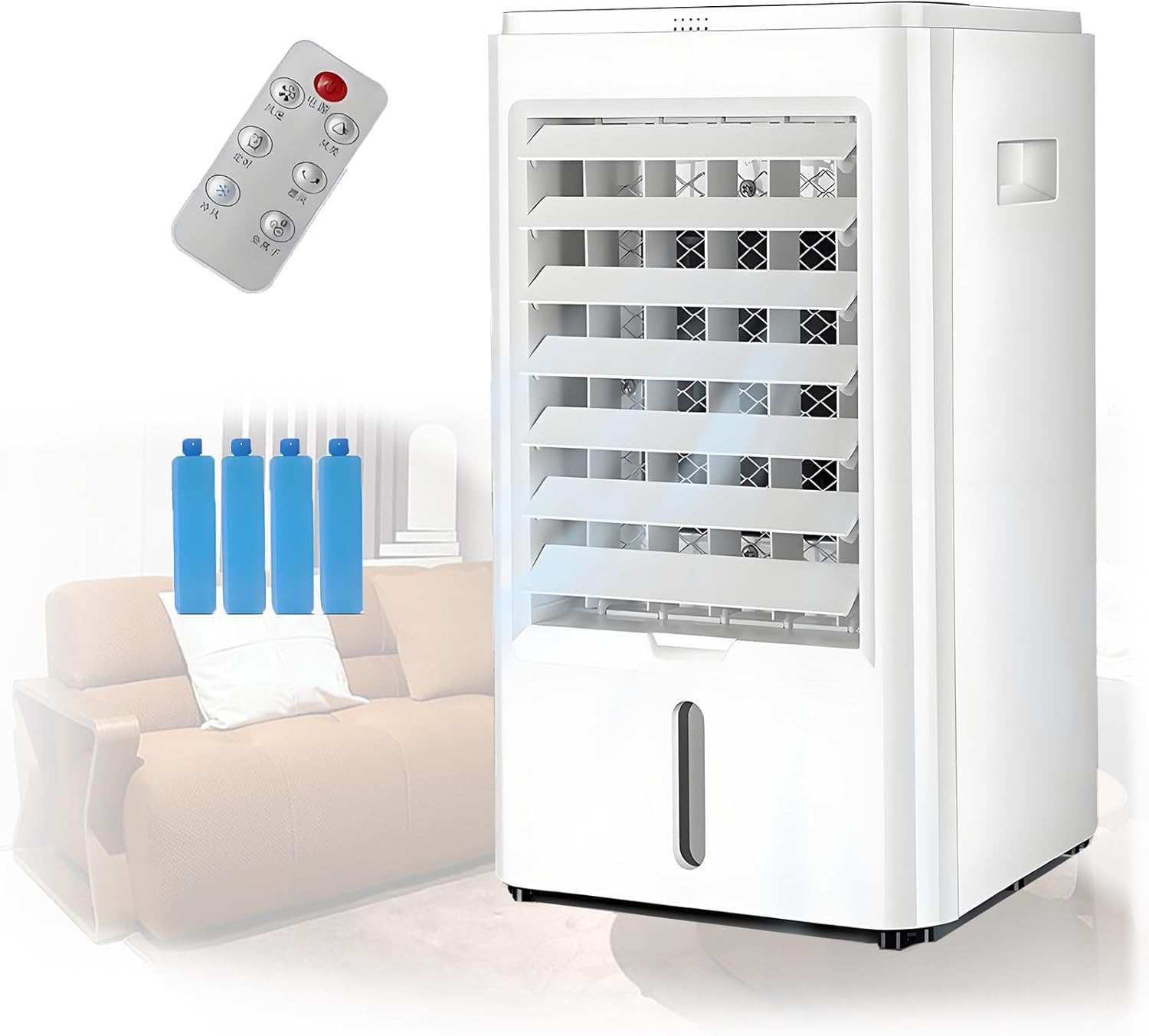 Portable Mini Air Conditioners for Home with Remote Control and Touch Screen Personal Air Conditioning Unit with 3-Speed and 4 ice Packs Portable Ac Unit Fan Car Air Cooler 12VHomeCar