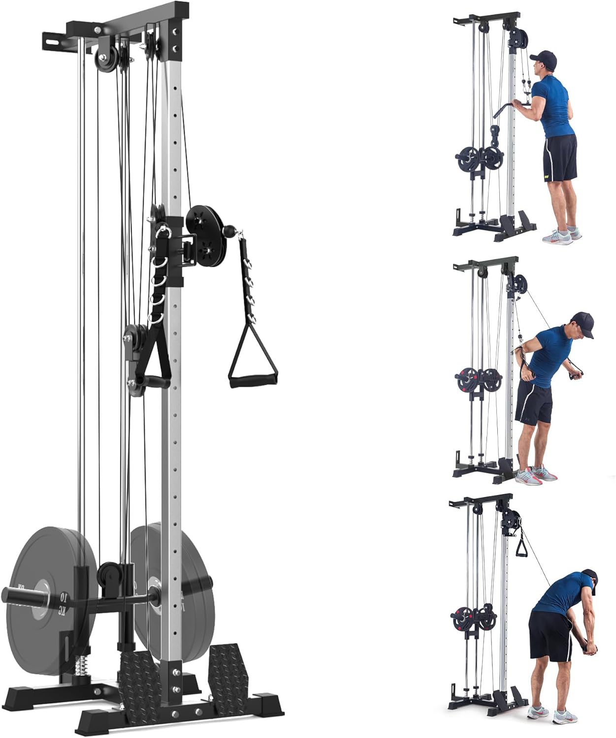 GarveeLife Wall Mount Cable Machine,LAT Power Cable Machine, LAT Pull Down and LAT Row LAT Tower,Cable Crossover Machine with 20 Positions,LAT Pulldown Machines for Home Gym Total Body Training