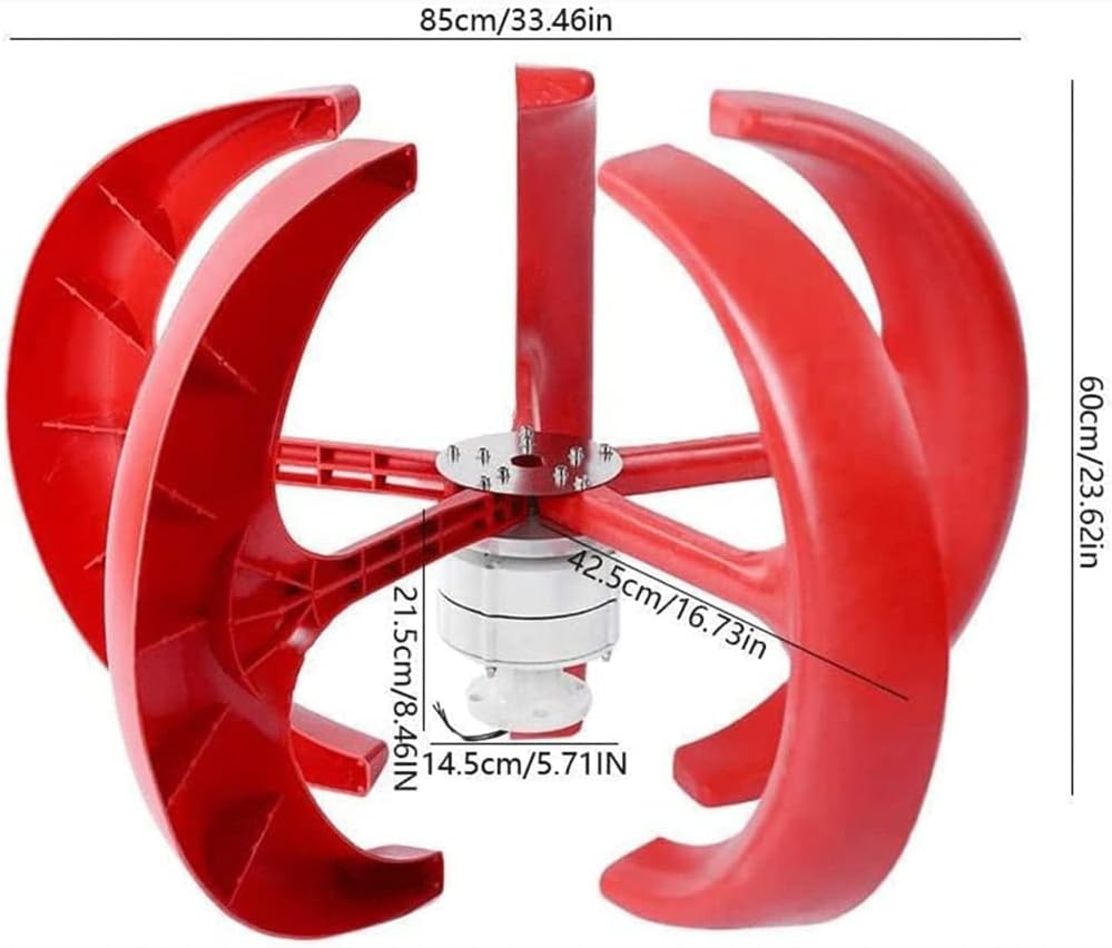 600W Wind Turbine Generator, 12V 24V 48V 5 Leaves Lantern Wind Turbine Vertical Wind Generator Kit Electricity Equipment