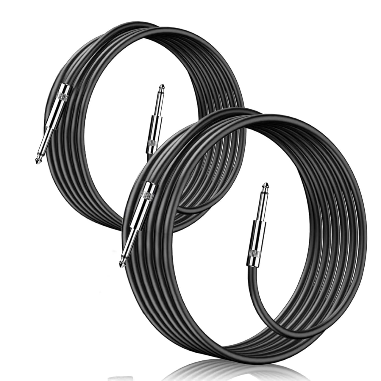 2-Pack 100ft 1/4 Inch TS Cable, Professional Quarter Inch TS Stereo Interconnect Cable