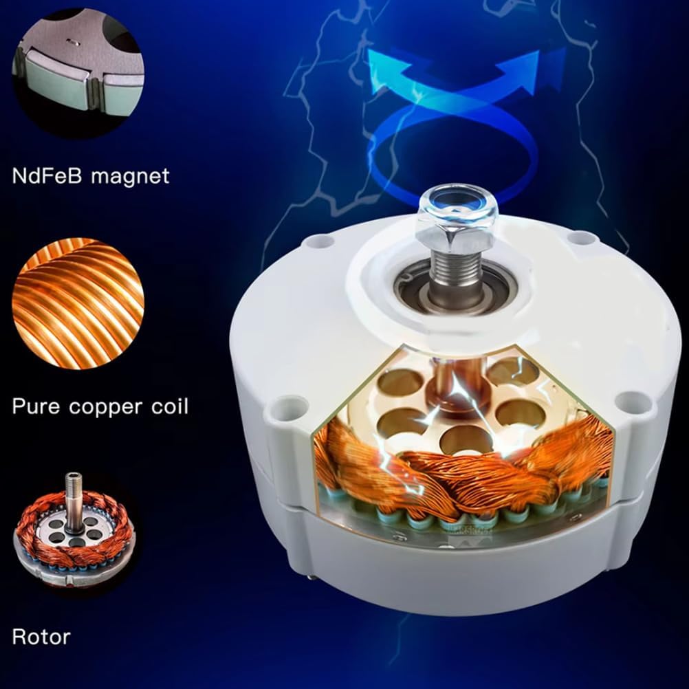 220v,HYZHANHONG 220V Low Speed AC Alternator Generators,5000W Gearless Permanent Magnet Generator with Base Use for Wind Turbine Water Turbine (White),12V- 220V