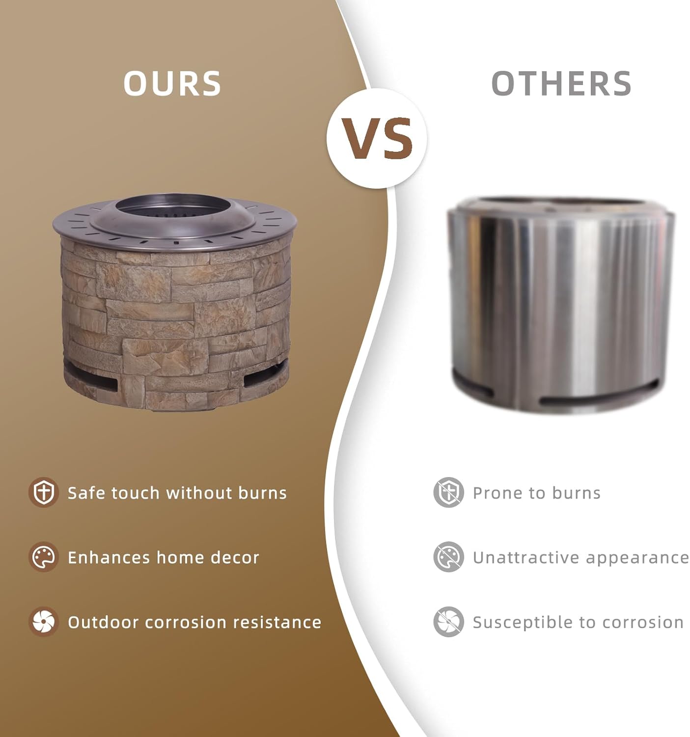 Stackstone Look Smokeless Firepit with Wood Pellet,Twig,Wood As The Fuel