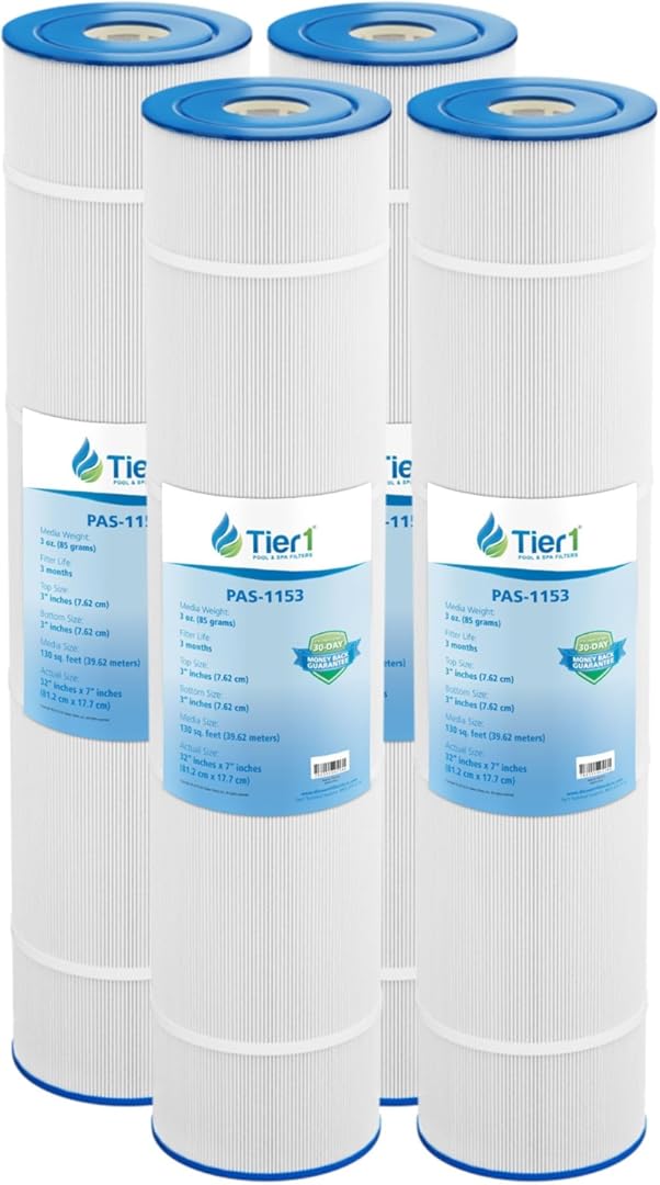 Tier1 Replacement for Pentair CCP520 Pool Filter Cartridge – 4 Pack | Compatible with Unicel C-7472, Pleatco PCC130, Filbur FC-1978 | 32-1/16