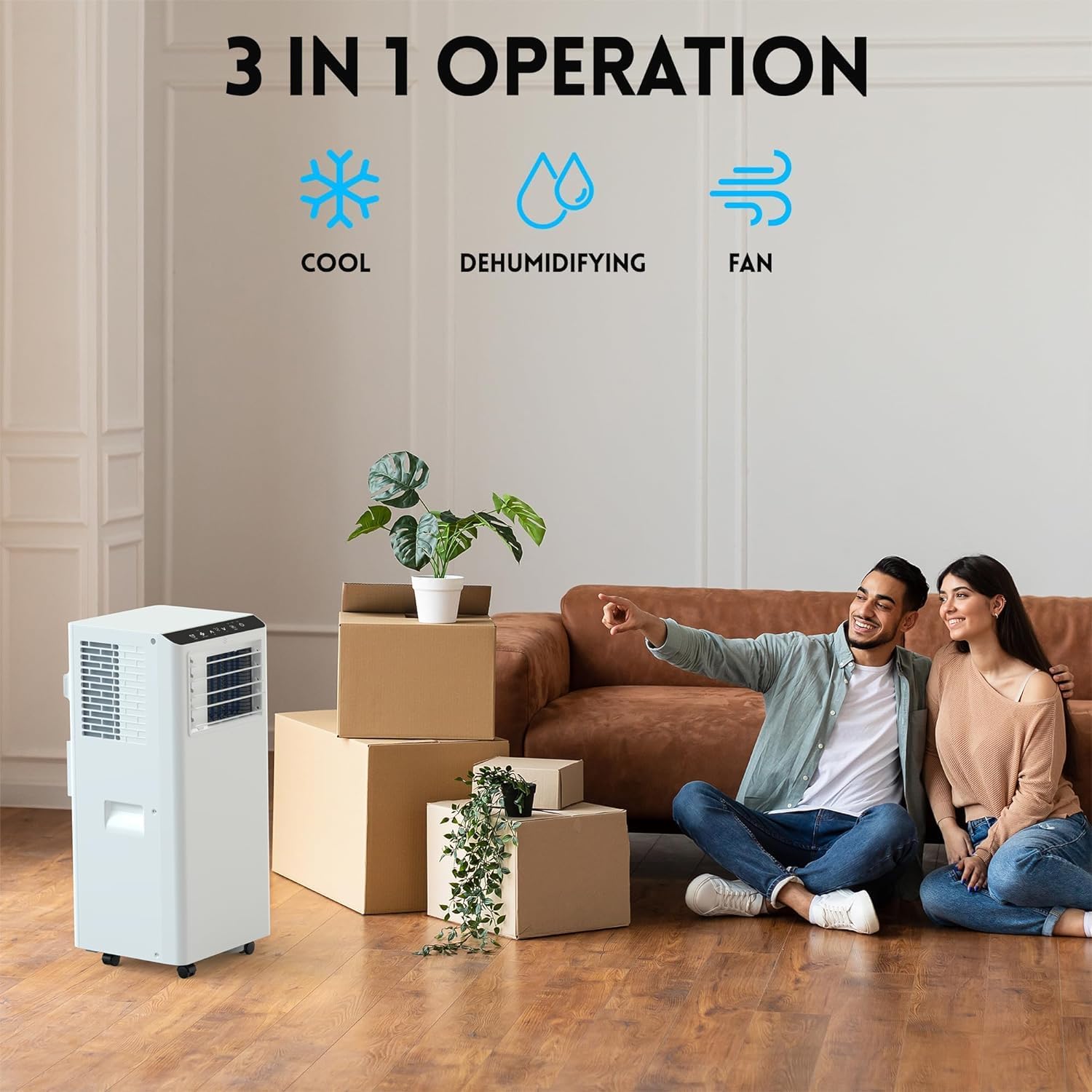 Acekool Portable Air Conditioner with Dehumidifier & Fan Modes, 8000 BTUs Compact Cooling Unit for Rooms Up to 350 Sq. Ft, Quiet Operation, Sleep Mode, Easy Installation, White