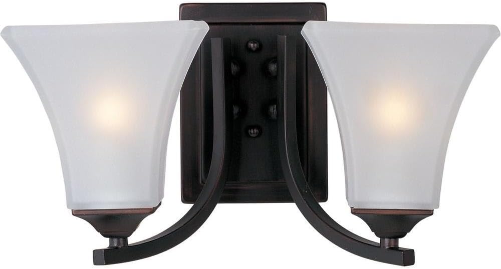 Maxim Aurora 2 Light Vanity Light with Oil Rubbed Bronze Finish and Frost Glass