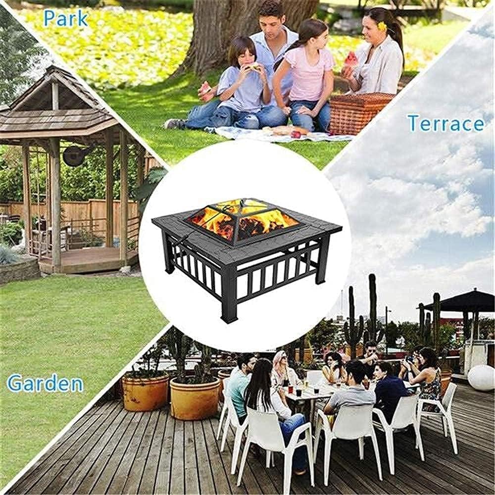 Outdoor Fire Pit for Garden Large 3 in 1 Fire Pit Table for BBQ Ice Pit Patio Heater Metal Firepit for Outside Camping Barbecue