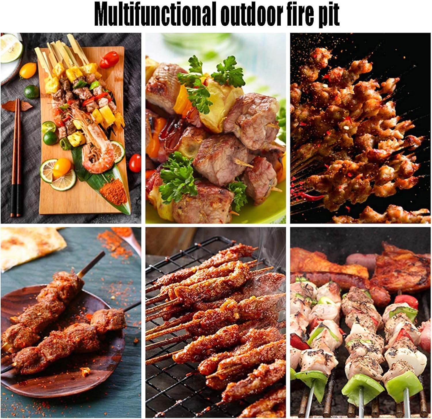 Outdoor Fire Pit Portable Garden Bonfire Pit, Outdoor Heater with Cooking Grill, Wood Burning Fire Pit, 81cm/31.8