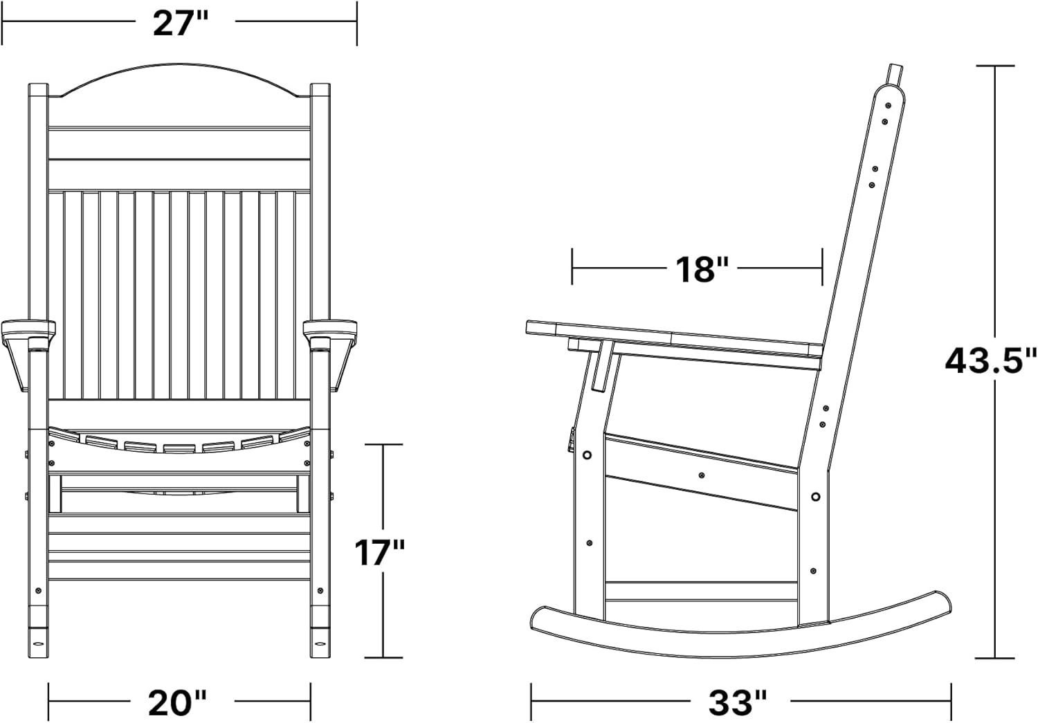 Wildridge Heritage Traditional Rocking Chair, Cherrywood and White - Outdoor Weather Resistant HDPE Rocking Chair for Patio, Deck, Fire Pit