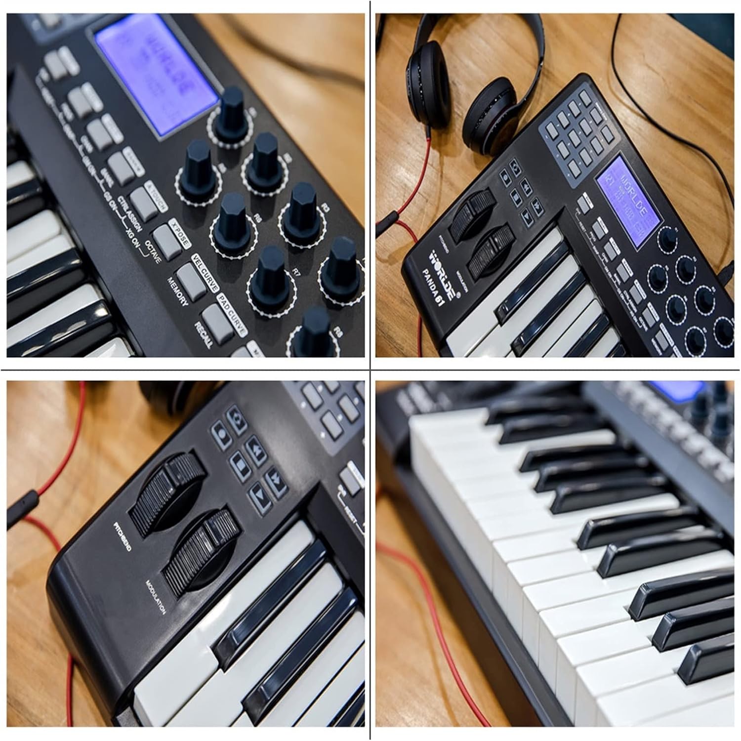 Keyboard Piano 61-Key USB MIDI Keyboard Controller 8 RGB Colorful Backlit Trigger Pads Piano Midi Controller