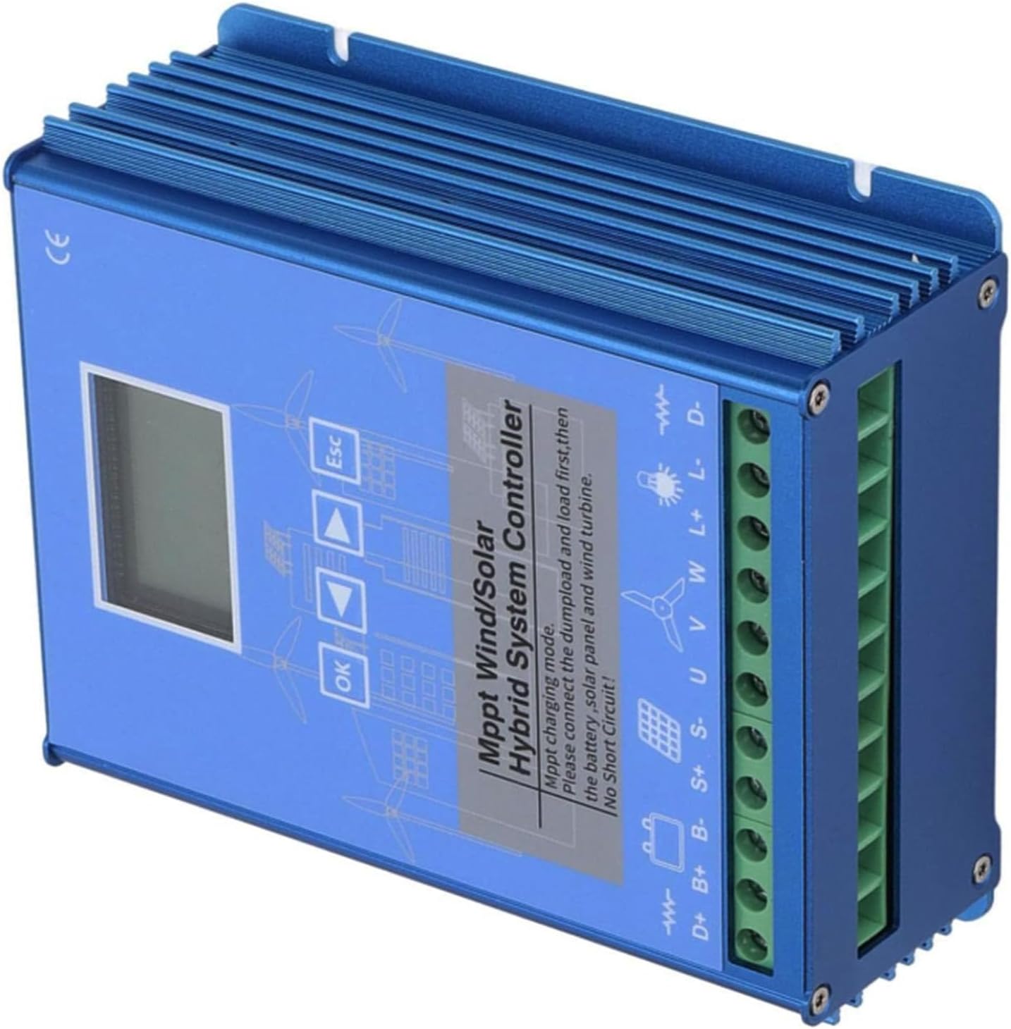 24v,24V,5000W Intelligent MPPT Wind/Solar Hybrid Charge Controller 12V 24V 48V, LCD Display for Easy Monitoring of Off-Grid Energy Systems