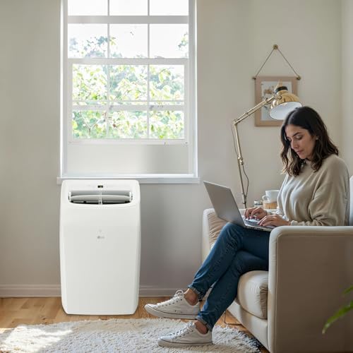LG 10,200 BTU (DOE) / 14,000 BTU (ASHRAE) Smart Portable Air Conditioner, Cools 450 Sq.Ft. (18' x 25' room size),Smartphone & Voice Control works with LG ThinQ, Amazon Alexa and Hey Google, 115V