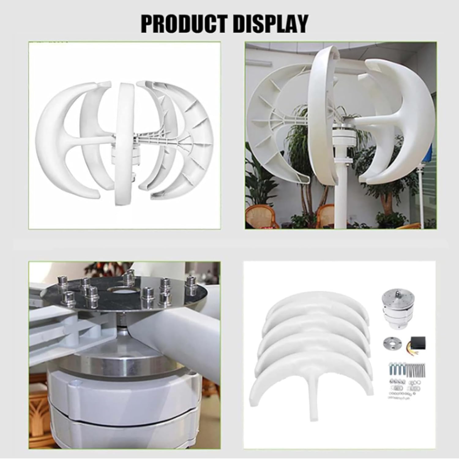 Vertical Axis Wind Turbine Generator 12000W Low Noise Low Start Wind Speed 12V 24V 48V Windmill Off Grid System with MPPT Controller(5 Blades)