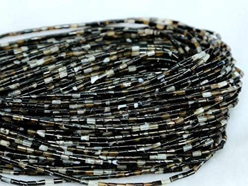 1 strands natural black agate tube columnar loose beads 4x13mm 02906