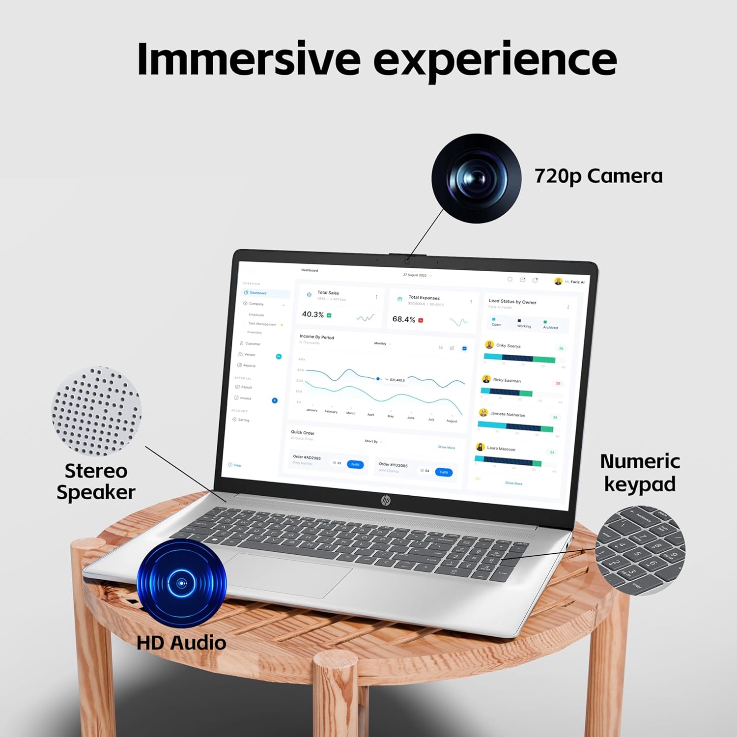HP 17 Laptop, Intel Core i3 N305 Processor, 8-Cores, 16GB RAM, 1TB SSD, 17.3