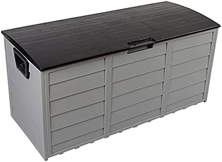 75 Gallon Resin Deck Storage Box, Waterproof Outdoor Garden Deck Bin Patio Storage Deck Box with 2 Wheels, Outdoor Storage Container Furniture for Patio, Pool, Garden, Garage,Porch, Backyard (Black)