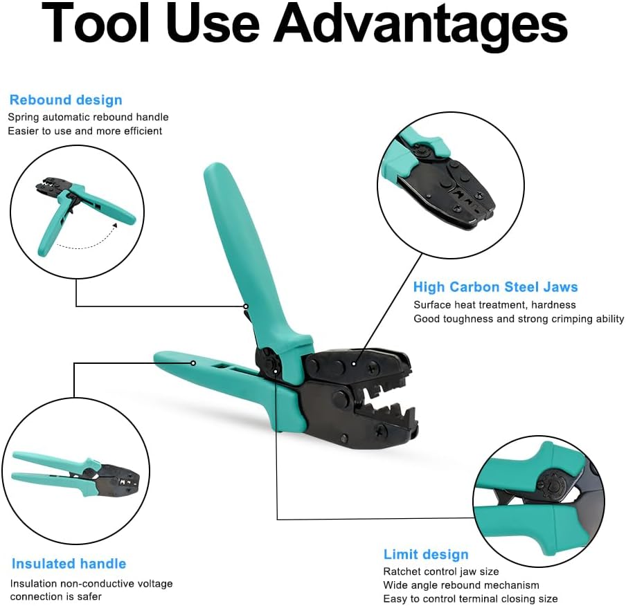 Solar Crimper 14/12/10/8AWG, Solar Crimping Tool Used for 2.5/4/6/10mm Solar Panel Connector and Solar Panel Cables