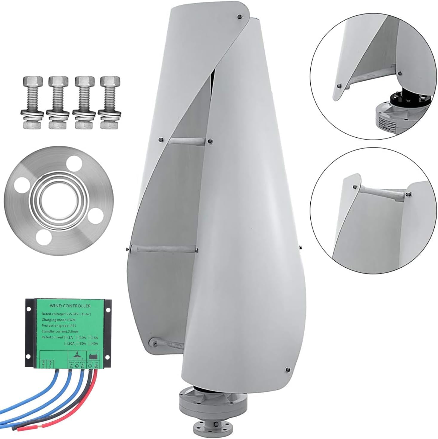 CAJUCA 8000W Vertical Wind Turbine Maglev Axis Coreless Permanent Magnet Wind Power Generator Windmill with PWM Charge Controller