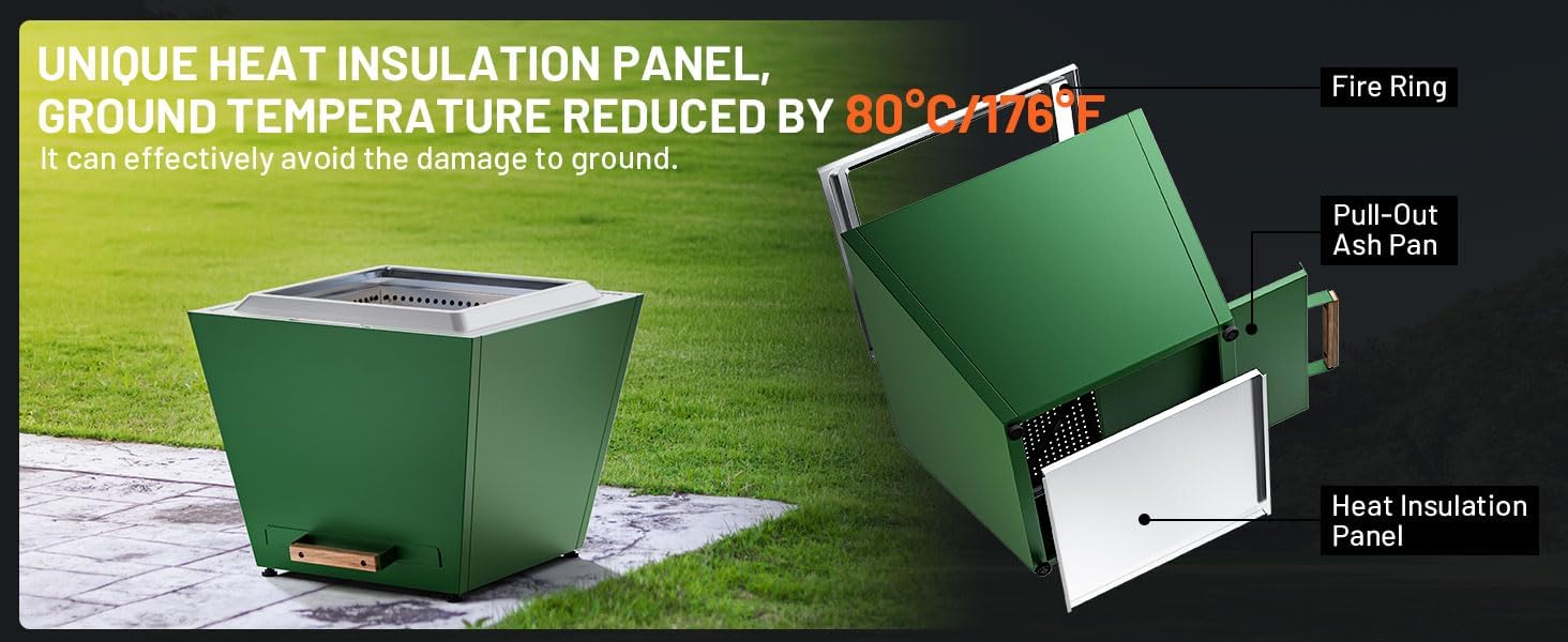 LifeSky 25 Inch Smokeless Fire Pit: Portable Outdoor Fire Bowl with Pull-Out Ash Pan & Low Smoke Design - Adjustable Feet for Camping Backyard Patio RV Travel Use