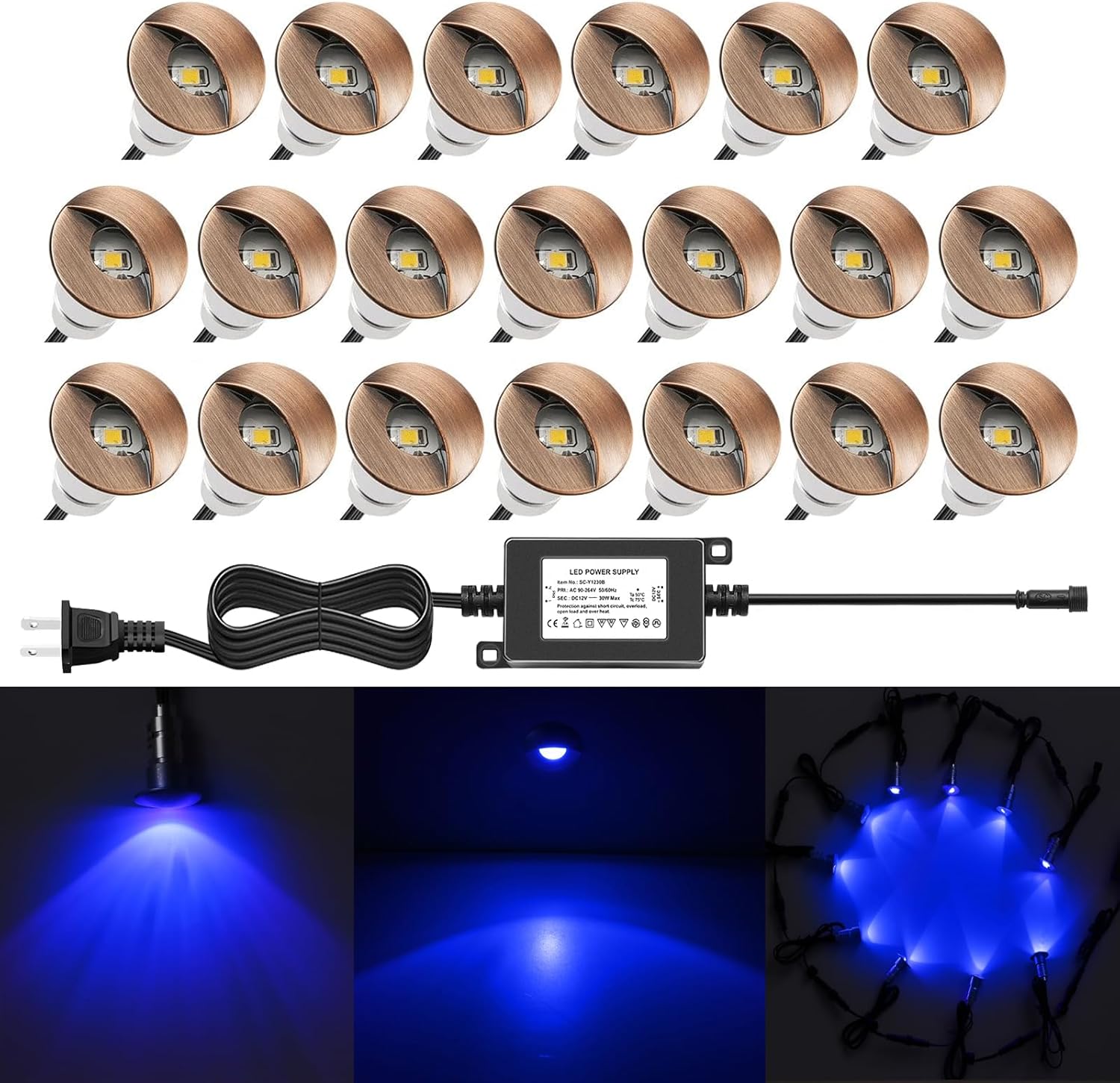 20pcs Recessed Deck Lights Low Voltage LED Yard Lighting 1-1/25