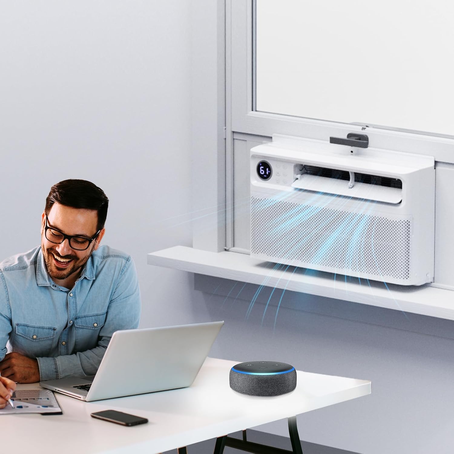 ROVSUN 8000 BTU Window Air Conditioner with Inverter Compressor, AC Unit for Window with Remote Control, Timer Function & Pre-Installed Side Panels for Easy Operation & Installation, 115V/60Hz