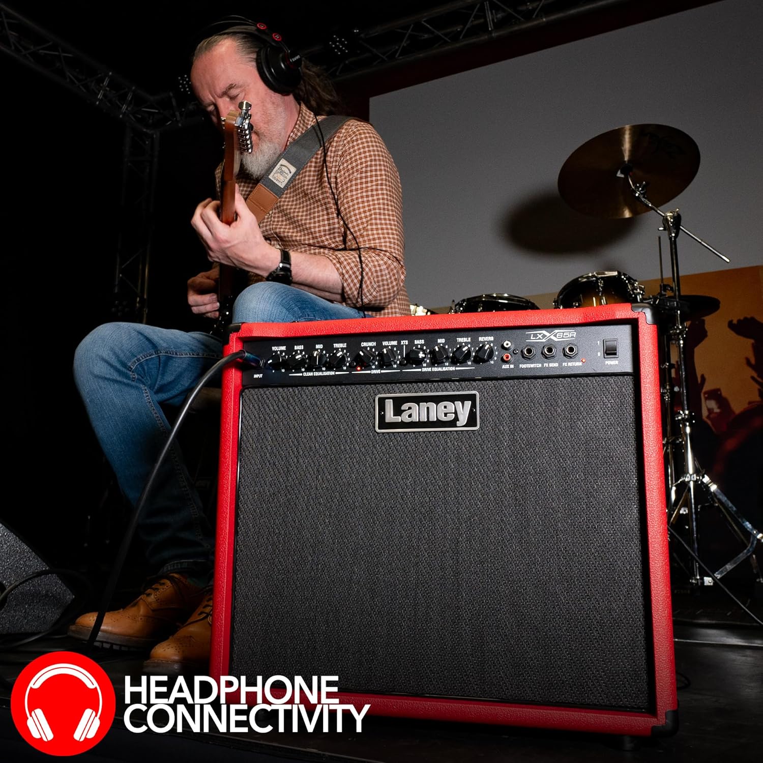 Laney LX65R-Red Guitar Combo 65W 12 Inch Woofer Reverb, Red