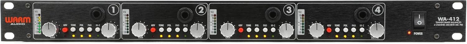 Warm Audio WA-412 4 Channel Microphone Preamp and Instrument DI, Black