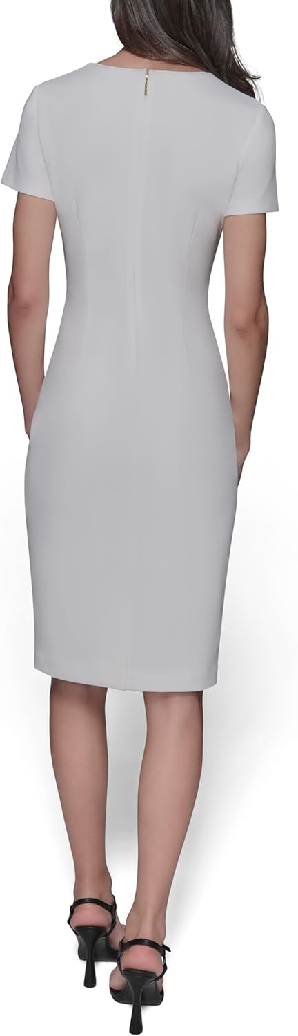 KARL LAGERFELD Womens Short Sleeve Crew Neck Scuba Crepe Midi Dress