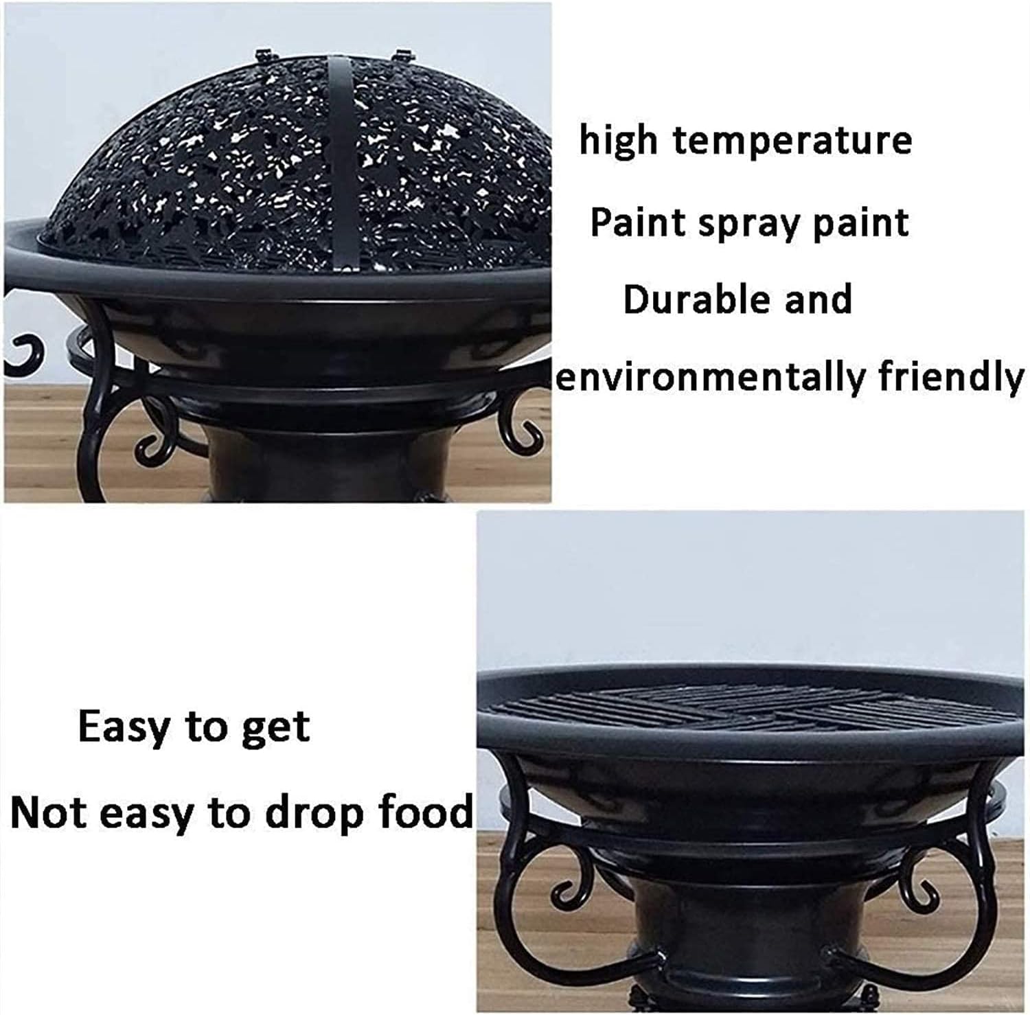 Fire Pit, Outdoor Wood Burning Fire Pits, Outdoor Brazier, Outdoor Patio Fire Pit Bowl BBQ Grill for Backyard, Camping, Picnic, Bonfire, Garden