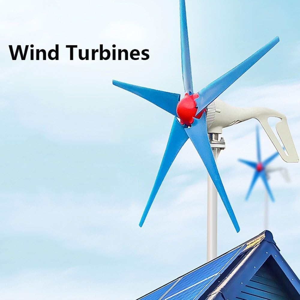 Wind Turbine 1200W 1400W 1600W DC 12V/24V Wind Turbine Generator Kit 5 Blades Outdoor Generator Windmill Generator with Controller for Home(24V,1600W)
