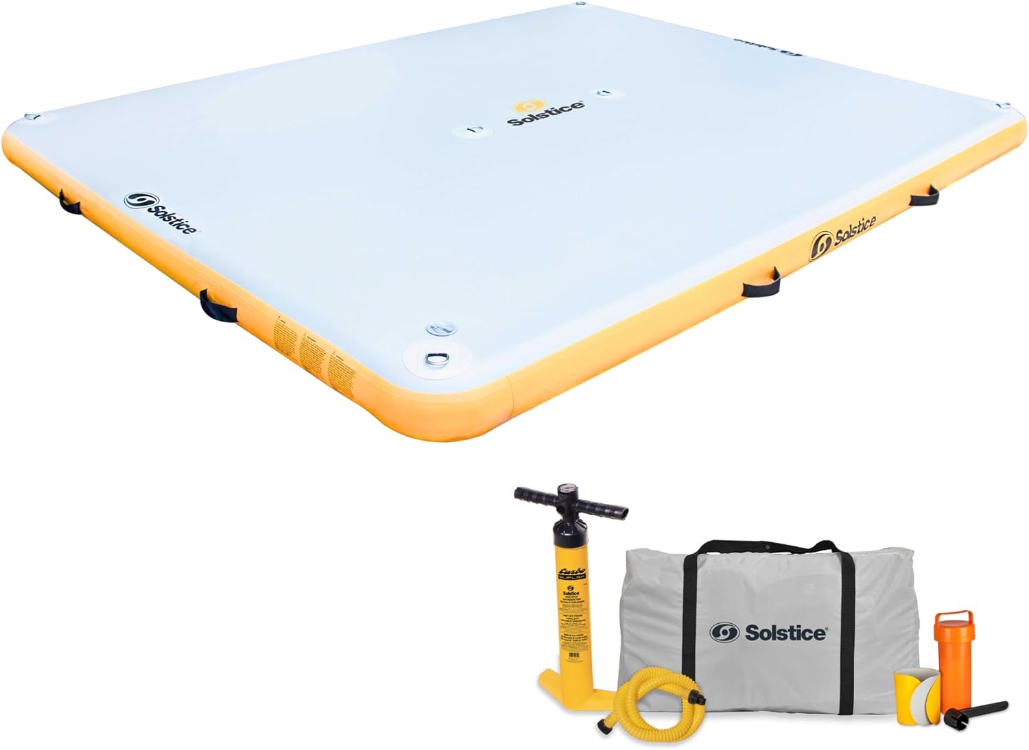 SOLSTICE 8-Person Classic Inflatable Dock, Floating Water Raft Platform, 10ft x 8ft - Outdoor Fun for Lake, River, Swimming Pool & Beach, Includes Carry Bag & Repair Kit