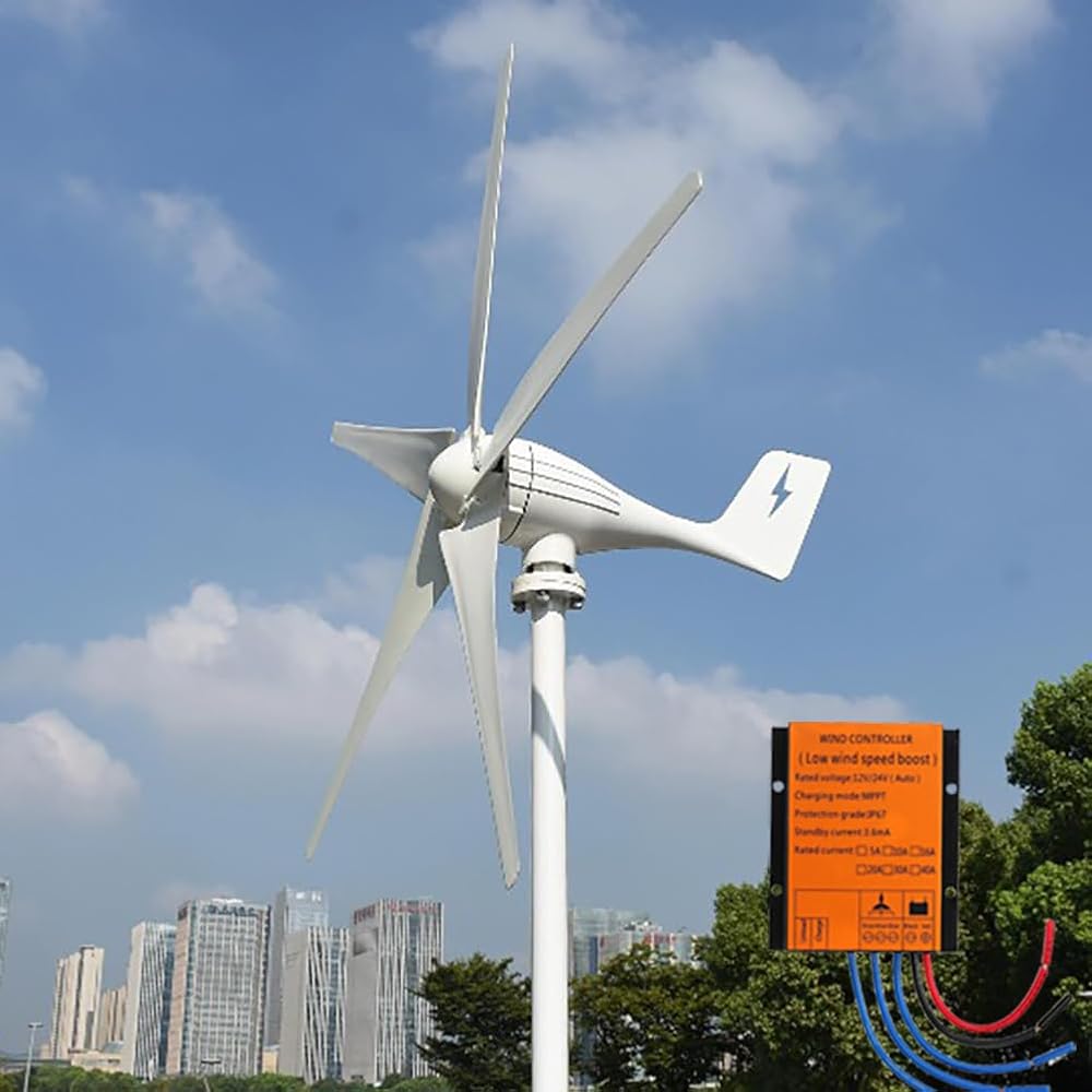 800W Wind Turbine 5 Blades 12V / 24V / 48V with MPPT Charge Controller for Home Boat Farm (24, Volts)