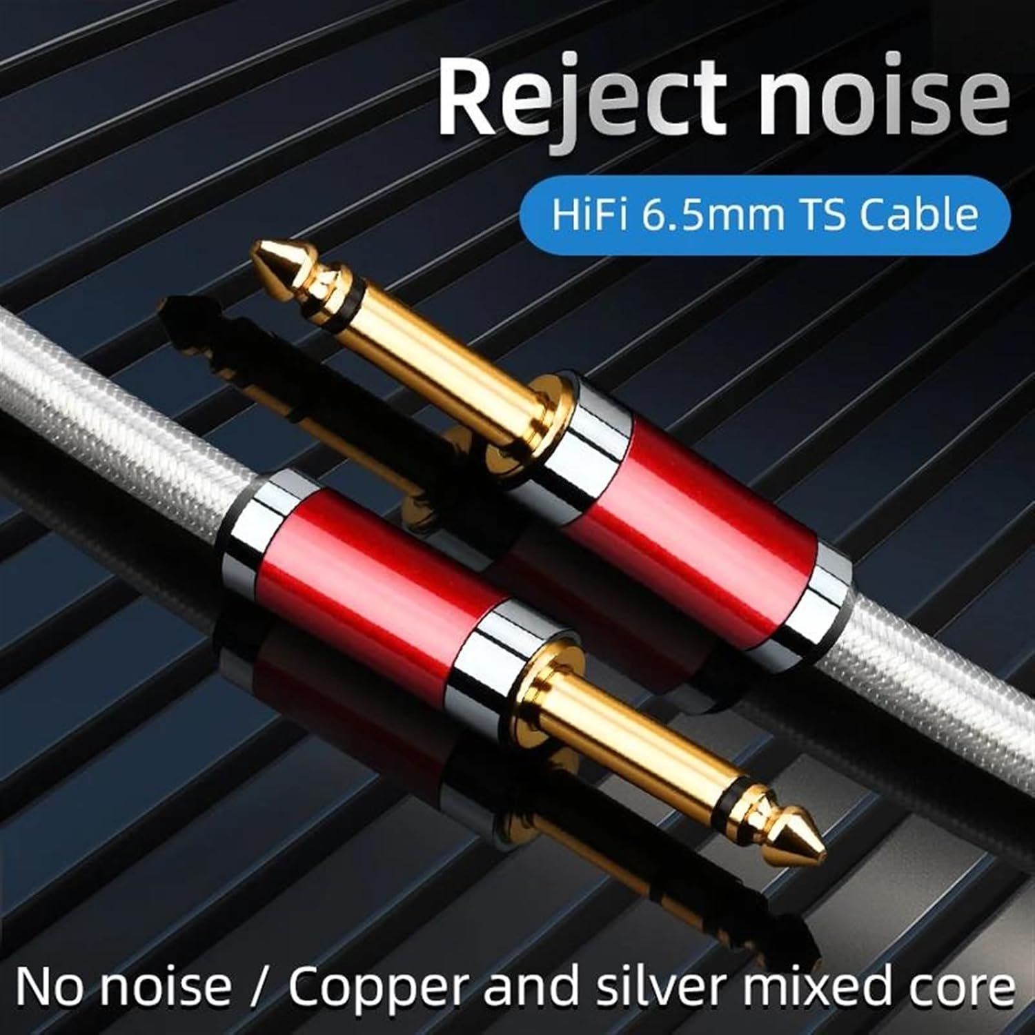Pro Audio Cable 6.5mm Aux Guitar Cable Hi-end 7N OCC Instrument Cable 6.5mm TS Jack Mono Cable For Mixer Amplifier(1.5m)