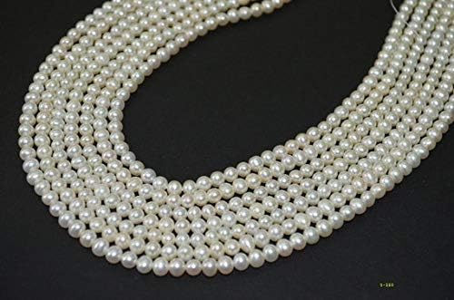 13 inch natural beads strand of 5mm smooth rondelle fresh water pearl gemstone beads for DIY jewelry - necklace, bracelet, earring, ring.