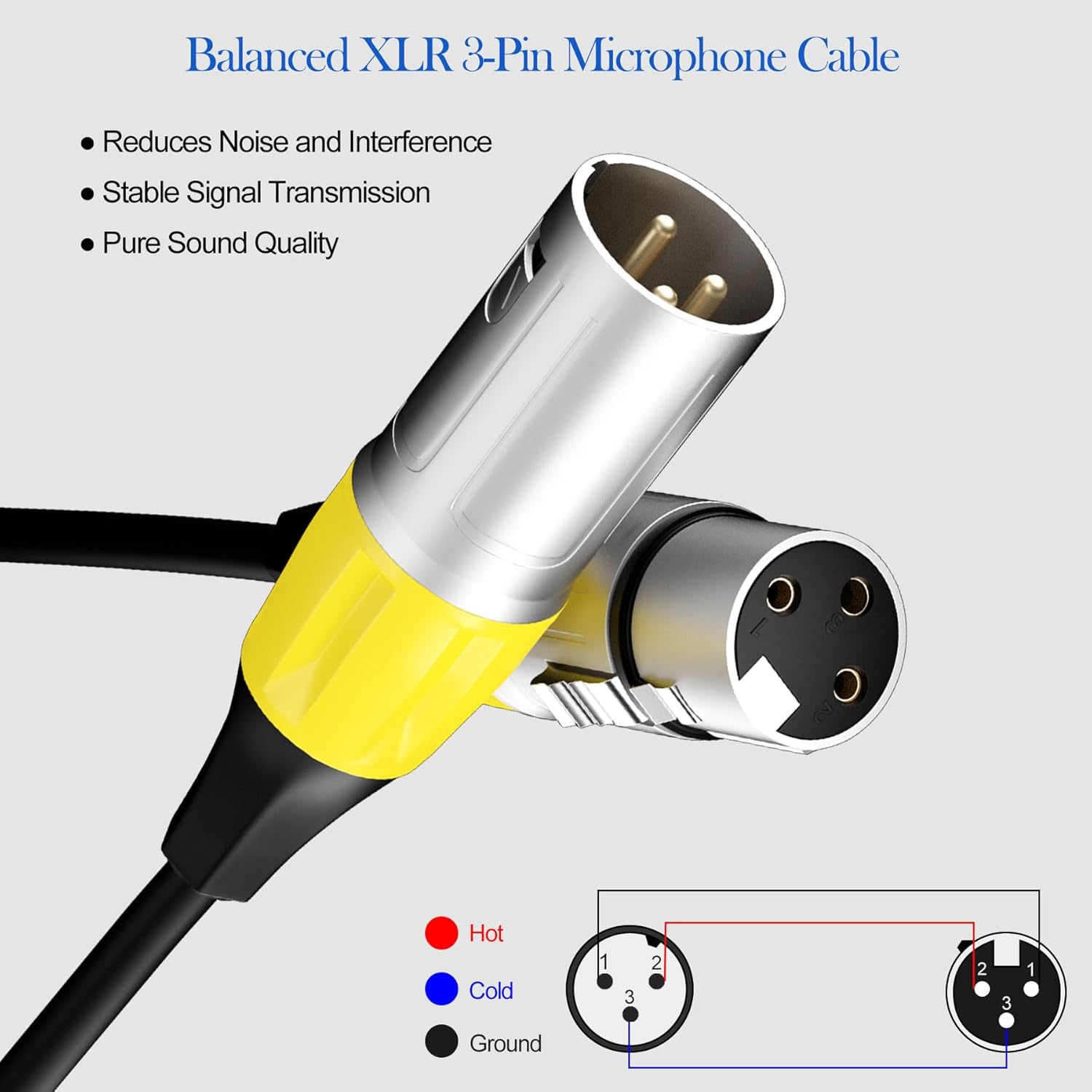 Tisino XLR Cables, 6-Pack Multi-Colored XLR Male to Female Micphone Cable with 3-Pin XLR Connector Balanced DMX Cable for Recording Studio, Podcast, Mic Mixer, Amplifier - 15m