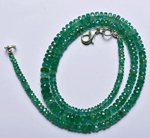 1 Strand Natural 17 Inches Stands AAAA Gems Quality 100% Natural Emerald Transparent Faceted Roundels Beads Necklace 2.5 to 5 MM