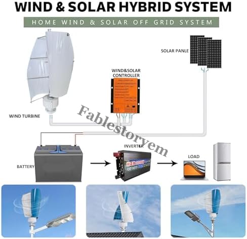12000W Helix Maglev Wind Turbine Generator Kit - 12V/24V/48V Vertical 3-Phase AC Permanent Magnet with MPPT Controller & 2 Blades for Boats, Gazebos, Cabins