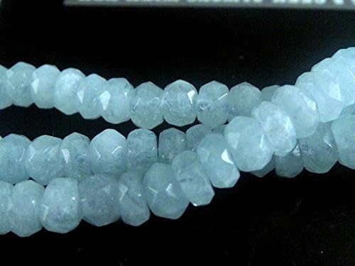 Aquamarine Faceted Rondelle, Luxe AAA, Gemstone Beads, Brides, 6x4mm Approx. 2 inch Strand