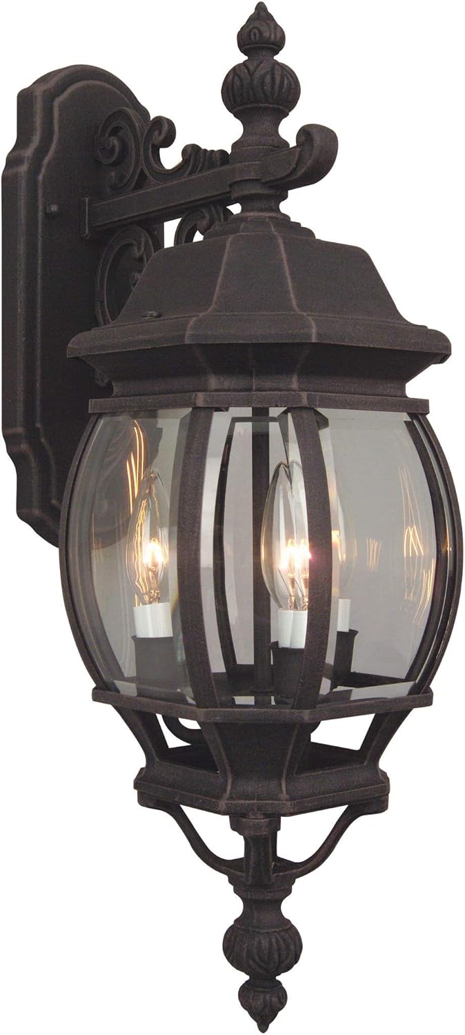 Craftmade Z334-07 Wall Lantern with Beveled Glass Shades, Rust Finish
