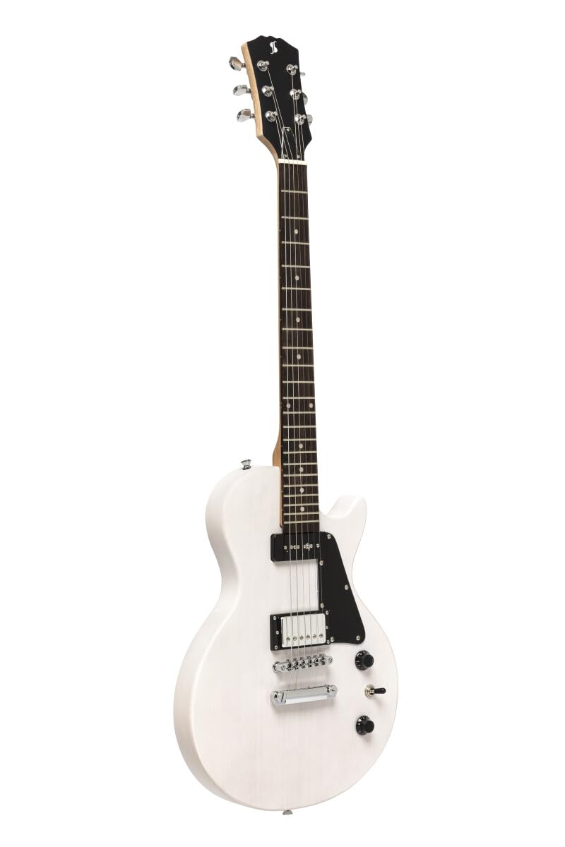 Stagg SEL-HB90 WHB Standard Series Electric Guitar l Solid Mahogany Body l Flat Top l White Finish